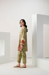 DC-2266 GREEN 2PCS  EMBROIDERED KURTA WITH TROUSER